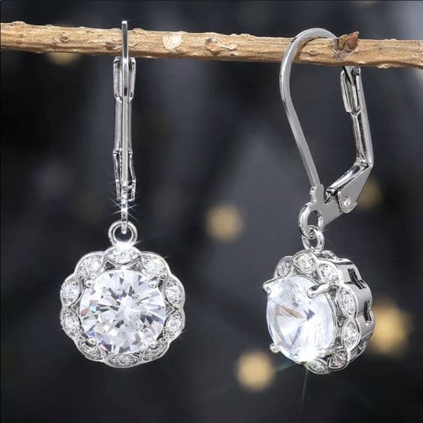 The Drops Of Sparkle 925/White Sapphire Drop earrings - Thumbnail 3