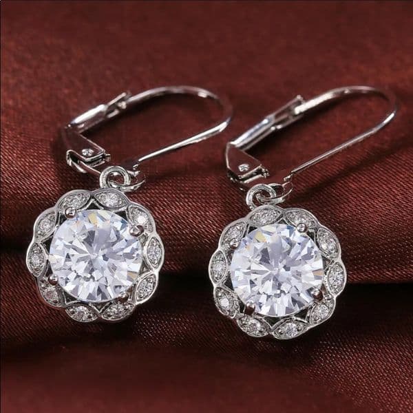 The Drops Of Sparkle 925/White Sapphire Drop earrings - Thumbnail 2