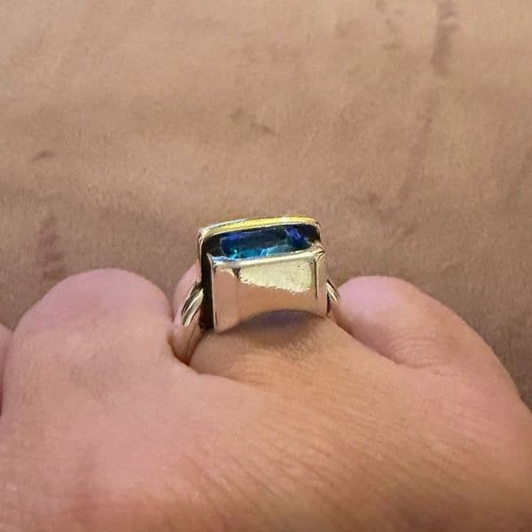 The Best Seller amazing two tone 925 adjustable ring with lab created stone - Thumbnail 6