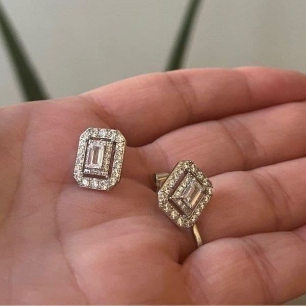 The Show Stopper Rectangular Cubic Zirconia and 925 earrings - Thumbnail 6