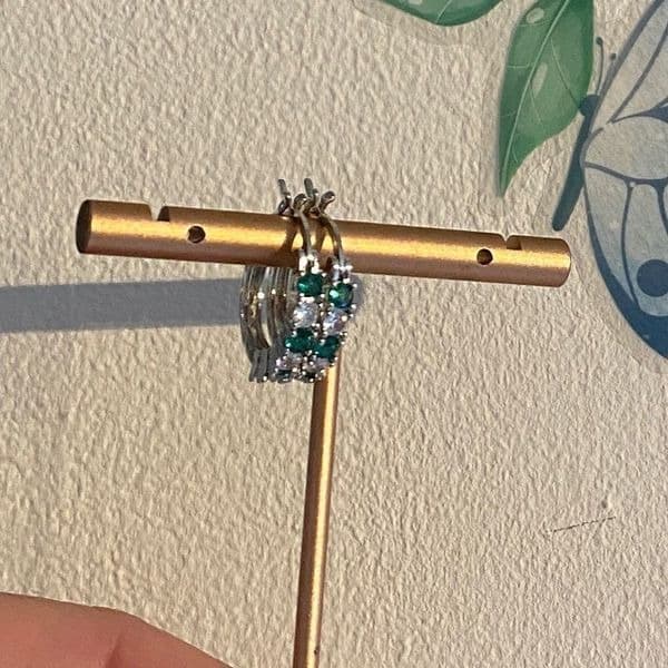 The Classic Bestselling 925 Silver Emerald hoops - Thumbnail 10