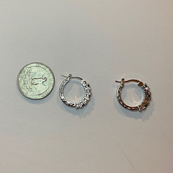 The Classic Bestselling 925 Silver Emerald hoops - Thumbnail 9