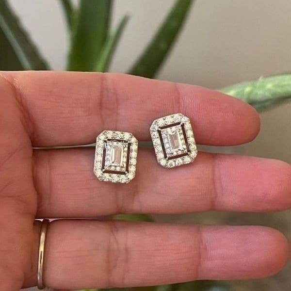 The Show Stopper Rectangular Cubic Zirconia and 925 earrings - Thumbnail 7