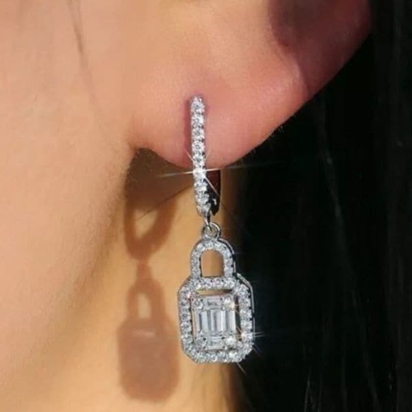 The Gatsby Earring drop in silver & zirconium drop earrings - Image 1