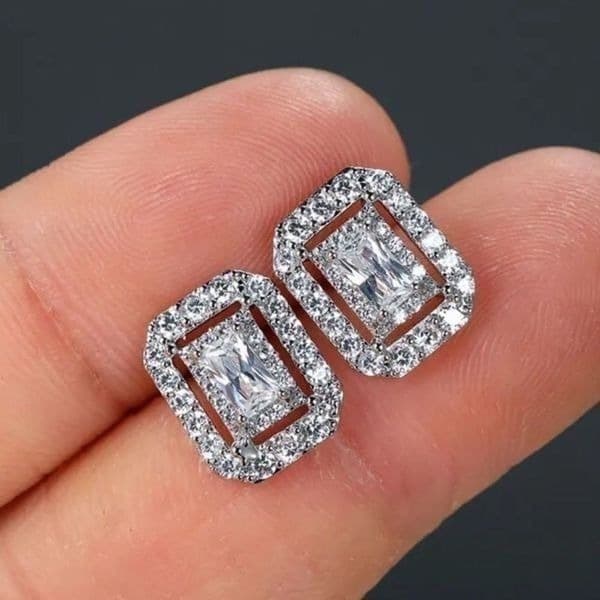 The Show Stopper Rectangular Cubic Zirconia and 925 earrings - Thumbnail 3