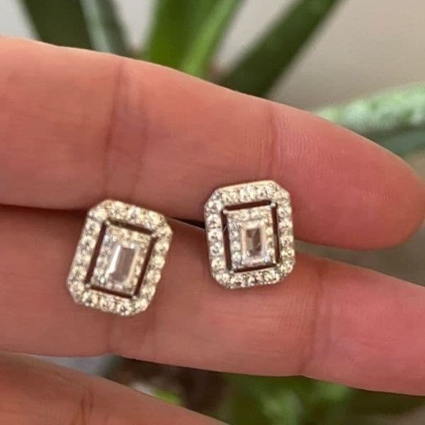 The Show Stopper Rectangular Cubic Zirconia and 925 earrings - Thumbnail 2