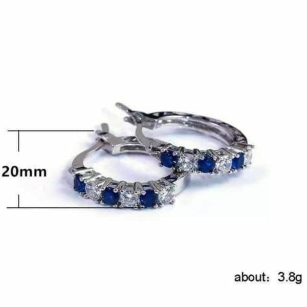 The Classic Gorgeous 925 Silver W Sapphire hoop earrings - Thumbnail 2