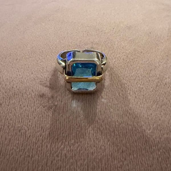 The Best Seller amazing two tone 925 adjustable ring with lab created stone - Thumbnail 7
