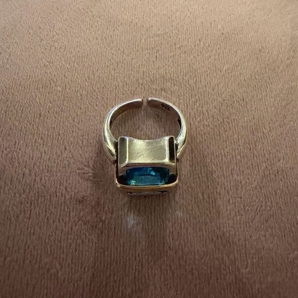 The Best Seller amazing two tone 925 adjustable ring with lab created stone - Thumbnail 8