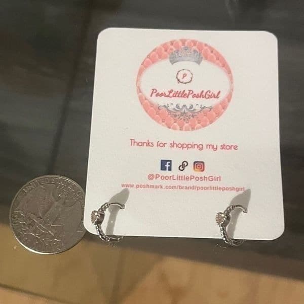 The Tiniest Pink Heart Dainty Hoop Huggie micro earrings - Thumbnail 7