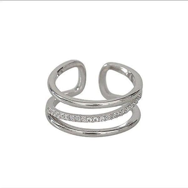 The Triple Bling Ring adjustable in 925 silver & cubic zirconia - Thumbnail 4