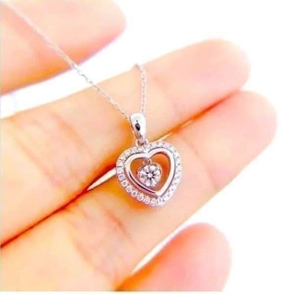The Kelly Heart 925 & Cubic Zirconia floating heart pendant necklace - Thumbnail 3