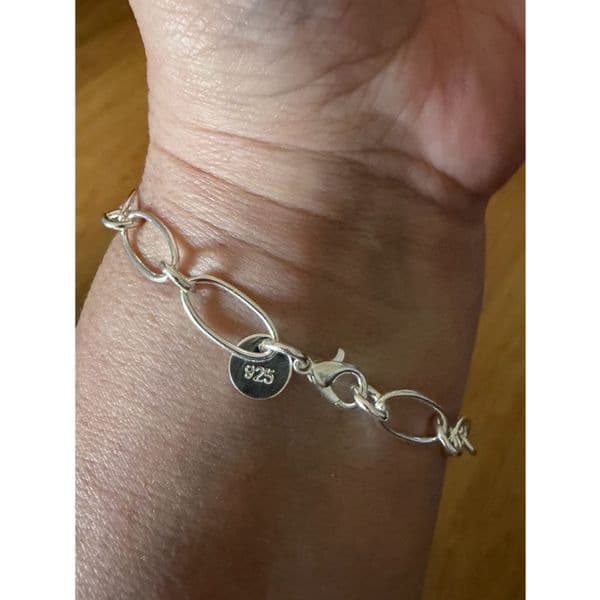 Chain link bracelet with heart pendant in 925 sterling silver - Thumbnail 4