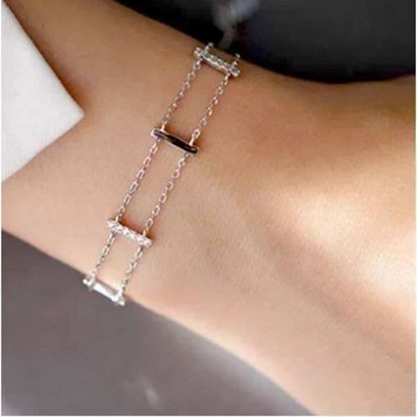 The Ladder Bracelet in 925 and cubic zirconia. - Image 1