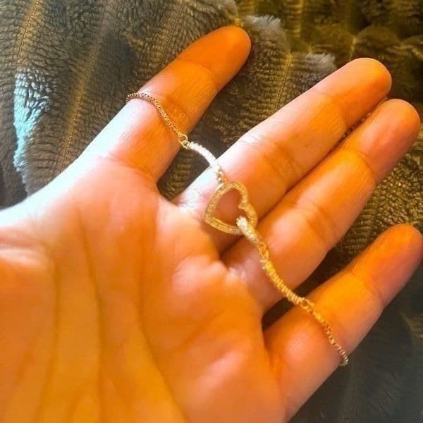 The Rose Gold Heart Chakra Slide Closure bracelet with heart pendant. - Thumbnail 6