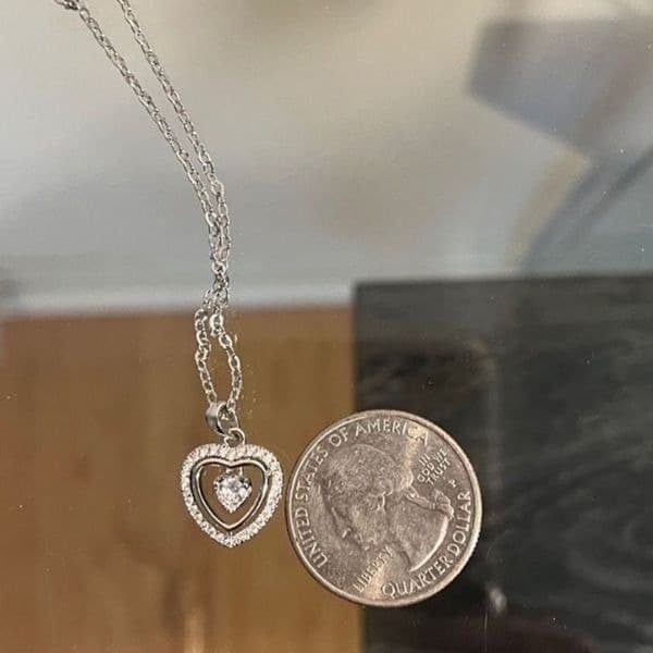 The Kelly Heart 925 & Cubic Zirconia floating heart pendant necklace - Thumbnail 7