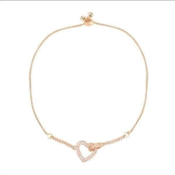 The Rose Gold Heart Chakra Slide Closure bracelet with heart pendant. - Thumbnail 3