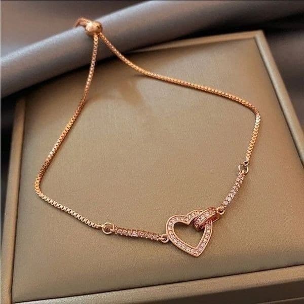 The Rose Gold Heart Chakra Slide Closure bracelet with heart pendant. - Thumbnail 5