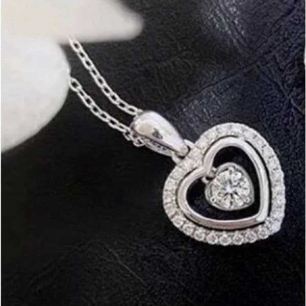 The Kelly Heart 925 & Cubic Zirconia floating heart pendant necklace - Thumbnail 4