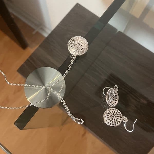 The Discus Filigree Earrings are Pendant Necklace Set in 925 silver - Thumbnail 4