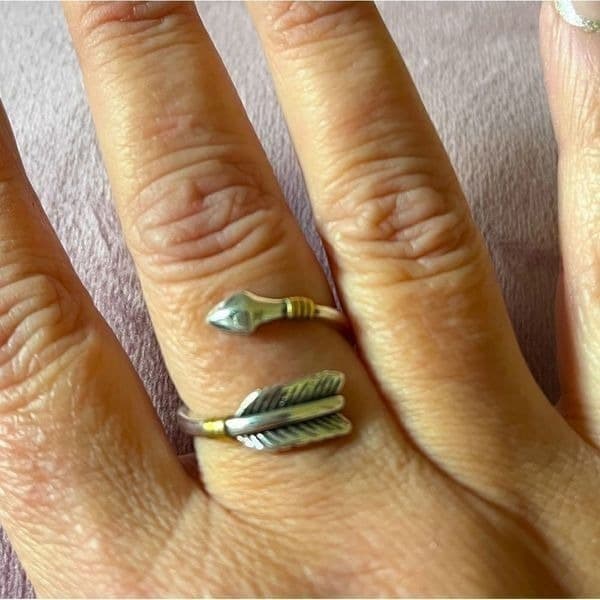 The Arrow Adjustable ring in 925 silver and 14k yellow gold plated accen - Image 1