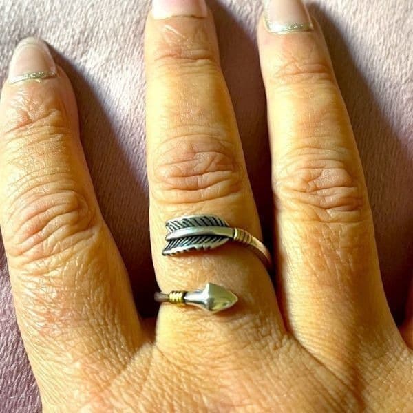 The Arrow Adjustable ring in 925 silver and 14k yellow gold plated accen - Thumbnail 12