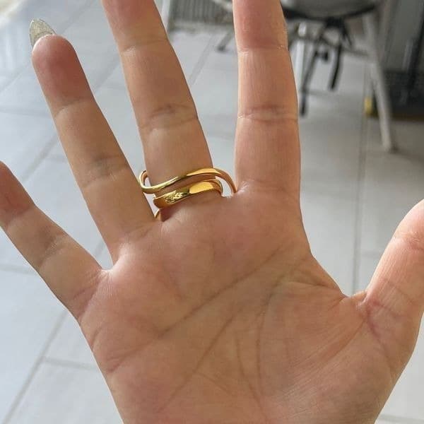 The Extra Abstract statement geometric ring in yellow gold plating over 925 - Thumbnail 4