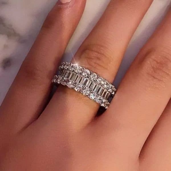 The Mistress Classic 925 Silver White Sapphire band ring sz 7 - Thumbnail 5