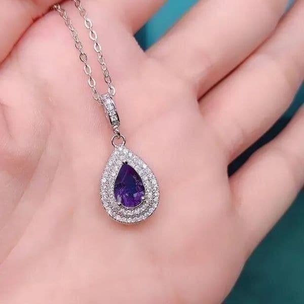 The Empress’ Purple Tear Drop pendant in 925 silver - Thumbnail 6