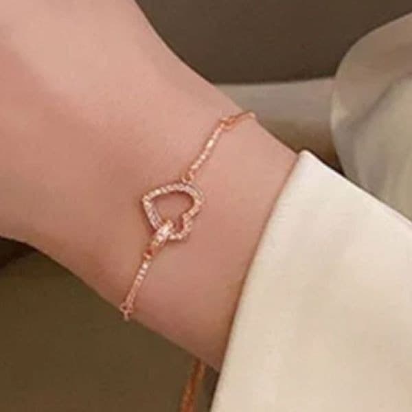 The Rose Gold Heart Chakra Slide Closure bracelet with heart pendant. - Thumbnail 7