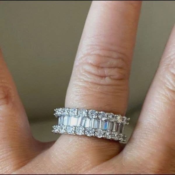 The Mistress Classic 925 Silver White Sapphire band ring sz 7 - Thumbnail 4