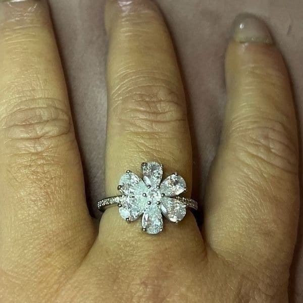 The Floral Mystique silver and white sapphire ring sz 7 - Thumbnail 11