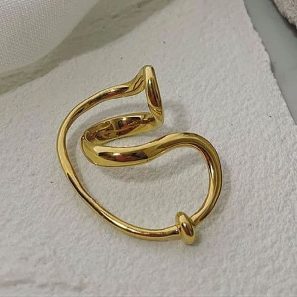 The Extra Abstract statement geometric ring in yellow gold plating over 925 - Thumbnail 8