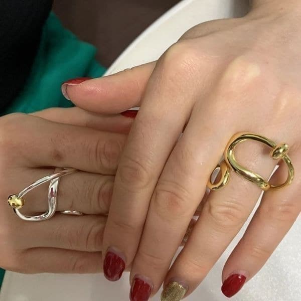 The Extra Abstract statement geometric ring in yellow gold plating over 925 - Thumbnail 6