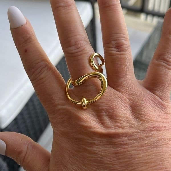 The Extra Abstract statement geometric ring in yellow gold plating over 925 - Thumbnail 2