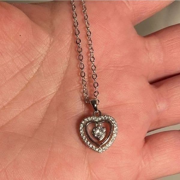 The Hearts Desire Pendant Necklace in silver and cubic zirconia - Thumbnail 5