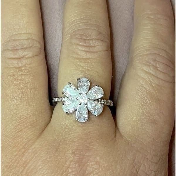 The Floral Mystique silver and white sapphire ring sz 7 - Thumbnail 6