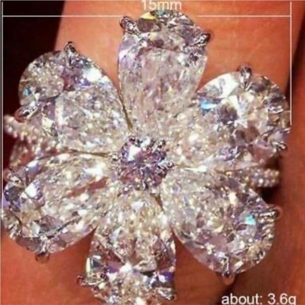 The Floral Mystique silver and white sapphire ring sz 7 - Thumbnail 4