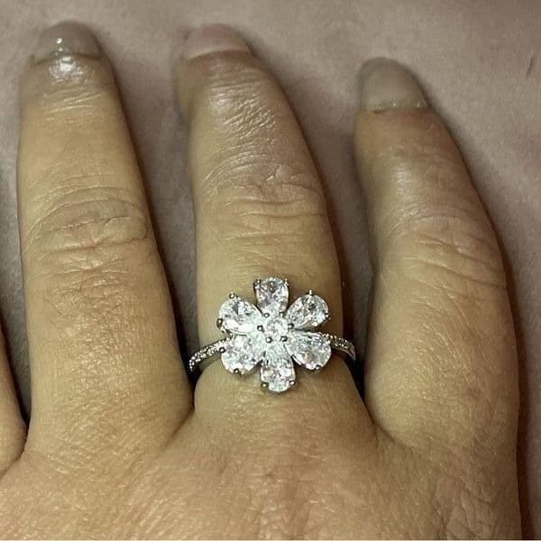 The Floral Mystique silver and white sapphire ring sz 7 - Thumbnail 10