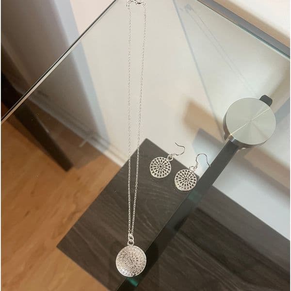 The Discus Filigree Earrings are Pendant Necklace Set in 925 silver - Thumbnail 5
