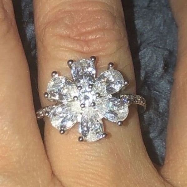 The Floral Mystique silver and white sapphire ring sz 7 - Thumbnail 2