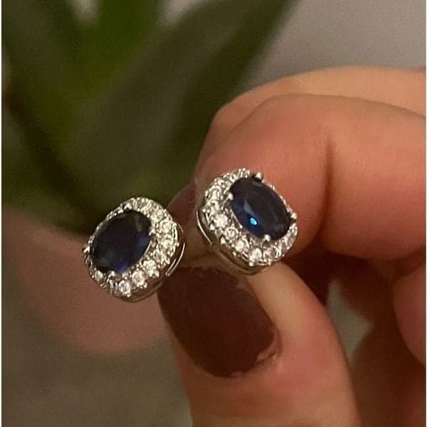 The Illumination Sapphire Earrings in 925 and Cubic Zirconia - Thumbnail 9
