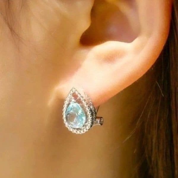 The Don’t Cry For Me Tear Drop blue estate inspired earrings - Image 1