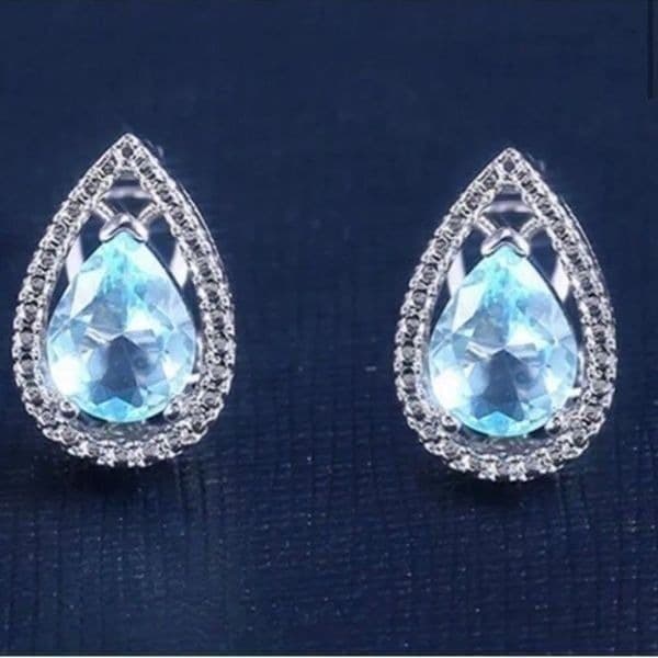 The Don’t Cry For Me Tear Drop blue estate inspired earrings - Thumbnail 2