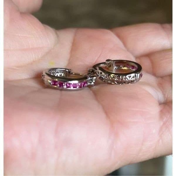 The Prize earrings in red rose noble crystal zircon & sterling Silver - Thumbnail 6