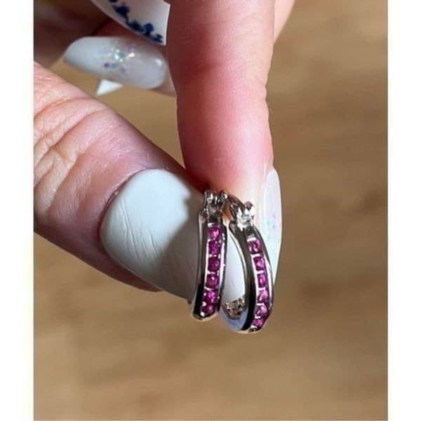 The Prize earrings in red rose noble crystal zircon & sterling Silver - Thumbnail 5
