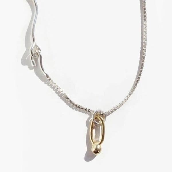 The Asymmetry Two Tone Abstract necklace in 925 silver. - Thumbnail 3