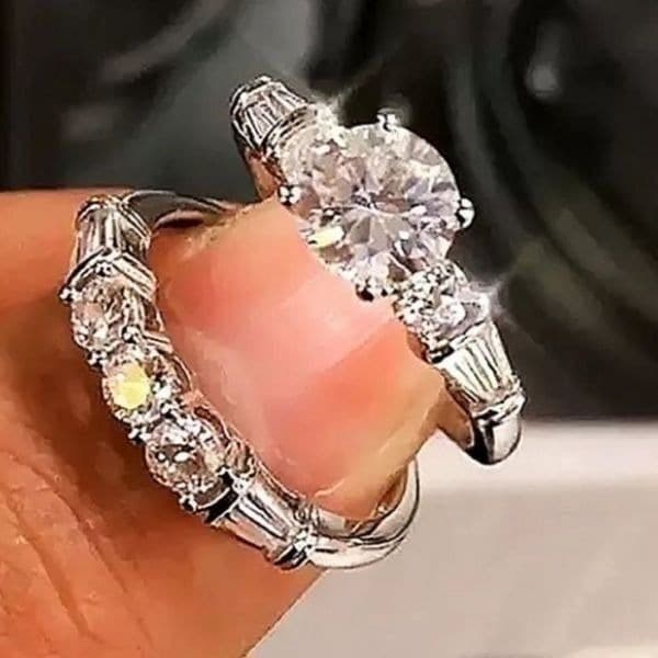 -The WithThese Rings 925 Silver Ring W/White Sapphire Set sz 8 - Thumbnail 5