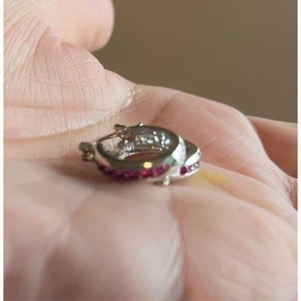 The Prize earrings in red rose noble crystal zircon & sterling Silver - Thumbnail 8