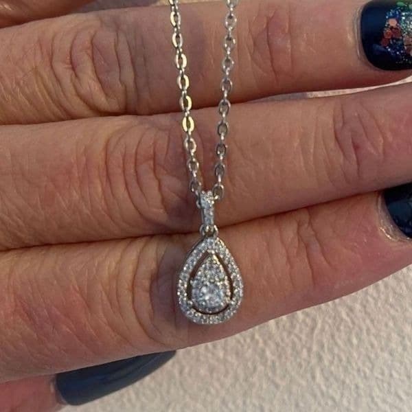 The Drama Pendant Cubic Zirconia and 925 Silver Necklace - Thumbnail 4